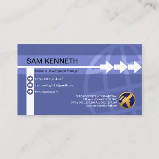 クリエイティブ矢印スタイリッシュ線グローバルインポートエクスポート 名刺 (正面)