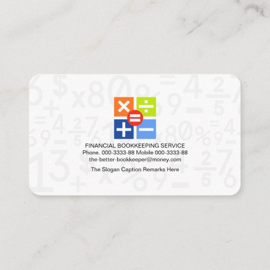 クリエイティブ簿記番号記号 名刺 (裏面)