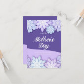 クリエイティブ紫の折り紙花母の日 カード (正面/裏面インサイチュ)