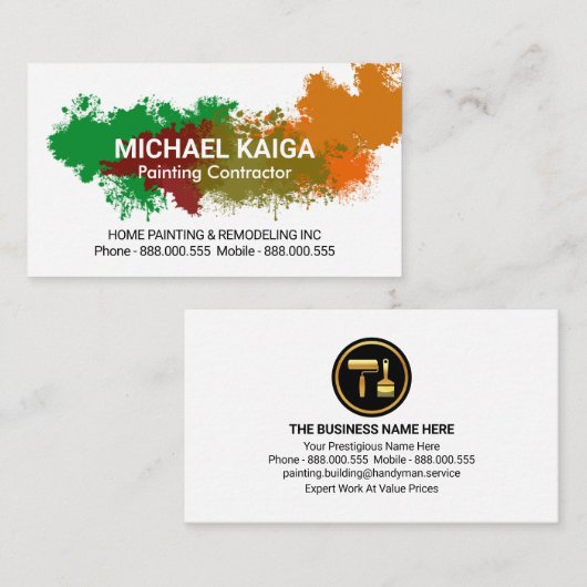 クリエイティブ絵を描（ばちゃばちゃ）跳ねるホームの改造 名刺 (正面/裏面)