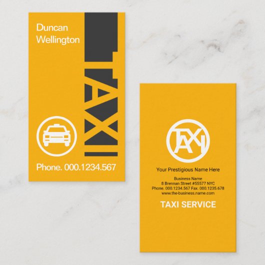 クリエイティブ縦型タクシー標識イエローキャブドライバー 名刺 (正面/裏面)