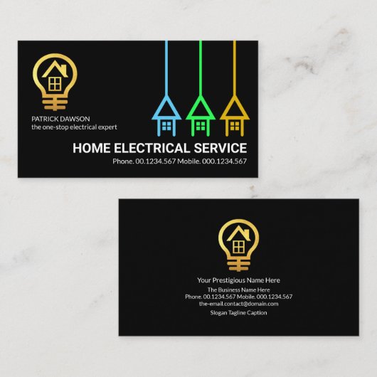 クリエイティブ縦型ホーム電源プラグ電気技師 名刺 (正面/裏面)