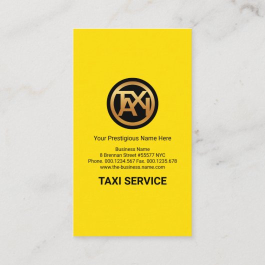 クリエイティブ縦型黄色タクシー看板タクシー運転手 名刺 (裏面)