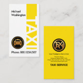 クリエイティブ縦型黄色タクシー看板タクシー運転手 名刺 (正面/裏面)