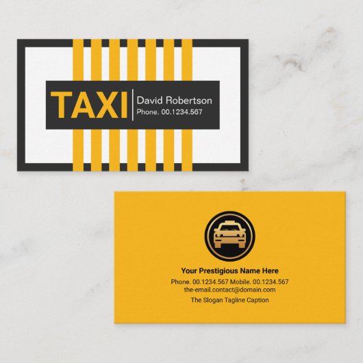 クリエイティブ縦黄タクシーラインタクシードライバー 名刺 (正面/裏面)