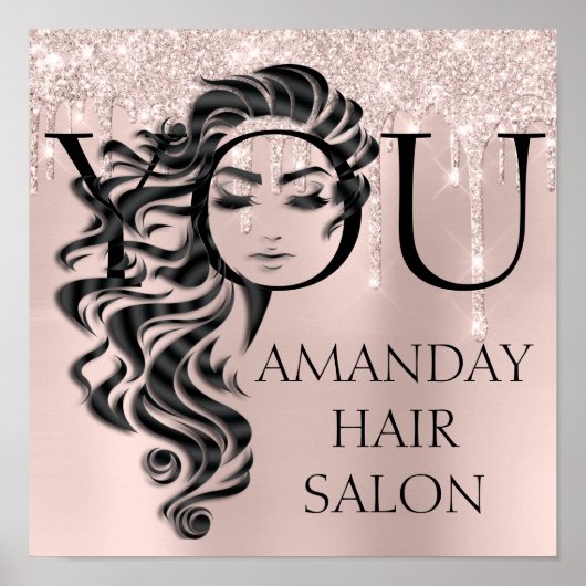 クリエイティブ美しいサロン発毛ヘアエクステンションバラ ポスター (正面)