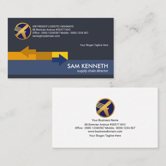 クリエイティブ茶色矢印ハイウェイ航空貨物 名刺 (正面/裏面)