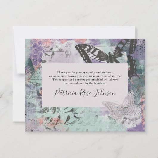 クリエイティブ蝶々葬儀記念ありがとう サンキューカード (正面)