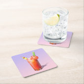 クリエイティブ血メアリーカクテル スクエアペーパーコースター (インサイチュ)