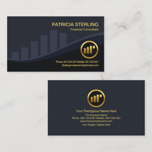 クリエイティブ証券取引グラフ財務コンサルタント 名刺 (正面/裏面)