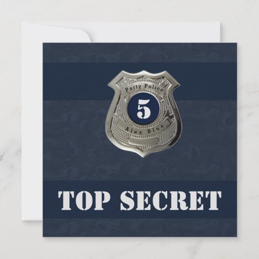 クリエイティブ警察のテーマ青い5歳の誕生日 招待状 (裏面)