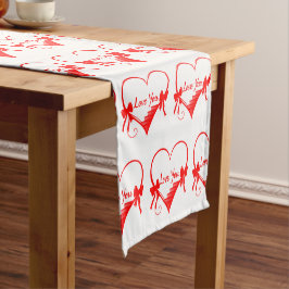 クリエイティブ赤いハートデザイン ショートテーブルランナー