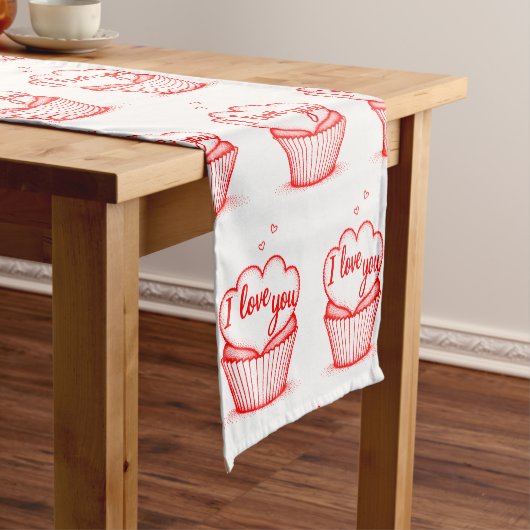 クリエイティブ赤いハートデザイン ショートテーブルランナー (インサイチュ)