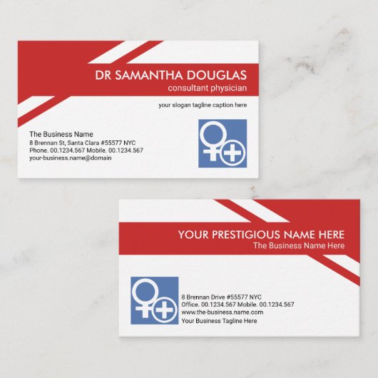 クリエイティブ赤の幾何層医療 名刺 (正面/裏面)