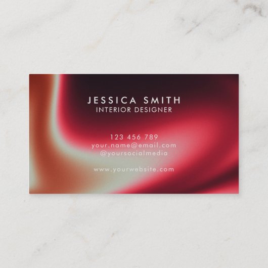 クリエイティブ赤グラデーションユニーク 名刺 (裏面)