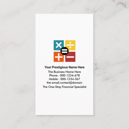 クリエイティブ赤数字フレーム財務 名刺 (裏面)