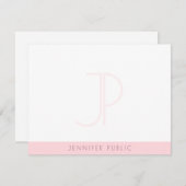 クリエイティブ赤面ピンクモノグラムミニマモダンリスト ノートカード (正面/裏面)