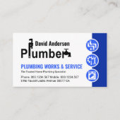 クリエイティブ配管用配管記号の青い給排水衛生設備配管アイコン 名刺 (正面)