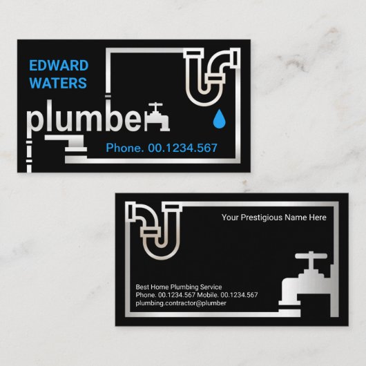 クリエイティブ配管管銀配管記号 名刺 (正面/裏面)