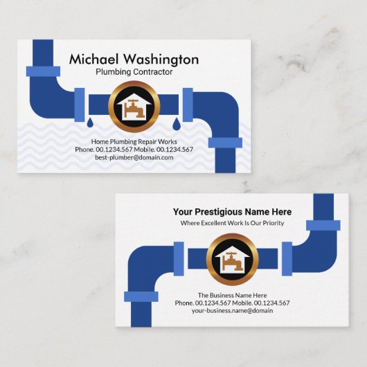 クリエイティブ配管配管配管配管縁ど配管工事請負業者 名刺 (正面/裏面)