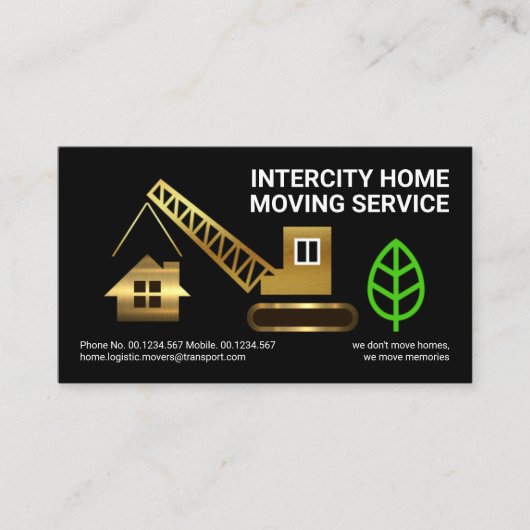 クリエイティブ金ゴールドクレーン移動住宅輸送 名刺 (正面)