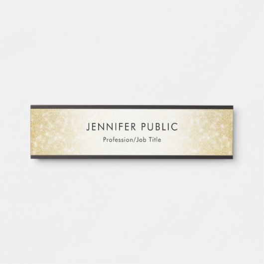 クリエイティブ金ゴールドグリッターモダンテンプレートエレガント サインプレート (正面)