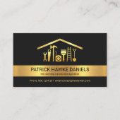 クリエイティブ金ゴールドストライプ屋上の手利道具 名刺 (正面)