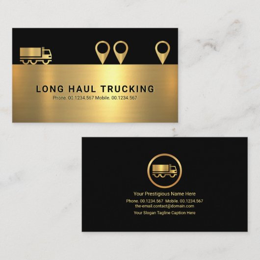 クリエイティブ金ゴールドトラックロケーションアイコンエンボスレター 名刺 (正面/裏面)