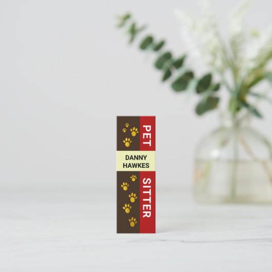 クリエイティブ金ゴールドドギーポープリントペットシッター スキニー名刺 (スタンド正面)