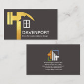 クリエイティブ金ゴールドハンマーホームシルエット請負業者 名刺 (正面/裏面)