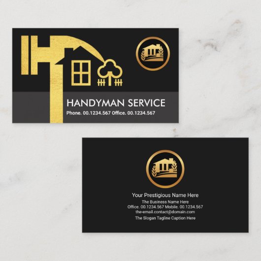 クリエイティブ金ゴールドハンマーホームランドスケープ建築 名刺 (正面/裏面)