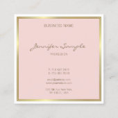 クリエイティブ金ゴールドピンクハンドスクリプトフォント文字 モダン スクエア名刺 (裏面)