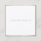 クリエイティブ金ゴールドホワモダンイシンプルテンプレートエレガント スクエア名刺 (正面)