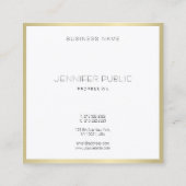 クリエイティブ金ゴールドホワモダンイシンプルテンプレートエレガント スクエア名刺 (裏面)