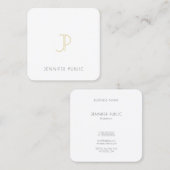 クリエイティブ金ゴールドモノグラムデザインラグジュアリーシックテンプレート スクエア名刺 (正面/裏面)