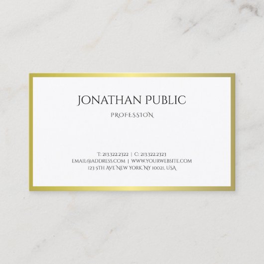 クリエイティブ金ゴールドルッモダンクプレーンラックスプロフェッショナル 名刺 (正面)