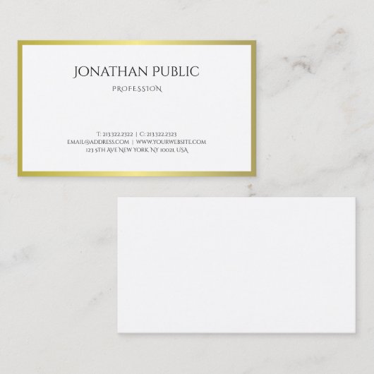 クリエイティブ金ゴールドルッモダンクプレーンラックスプロフェッショナル 名刺 (正面/裏面)