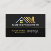 クリエイティブ金ゴールドルーフトップ縁ど建築ビルダ 名刺 (正面)