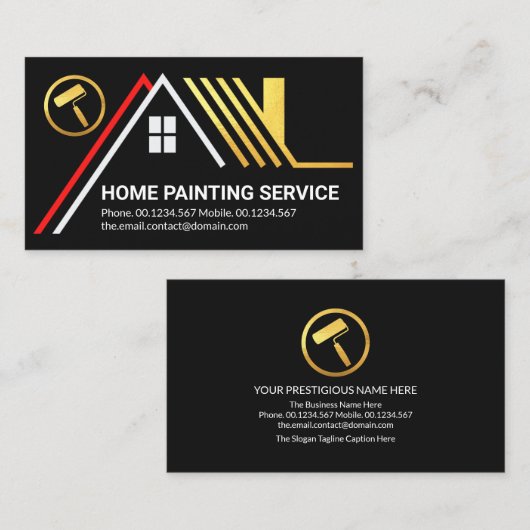 クリエイティブ金ゴールドルーフ建物ホ絵画ームズサービス 名刺 (正面/裏面)