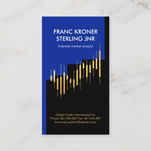 クリエイティブ金ゴールド在庫共有グラフ財務顧問 名刺 (正面)