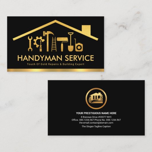 クリエイティブ金ゴールド屋上の手作りツール自宅修理 名刺 (正面/裏面)