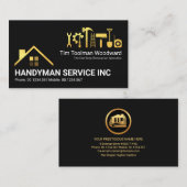 クリエイティブ金ゴールド屋上ハンドマンツールリノベーション 名刺 (正面/裏面)