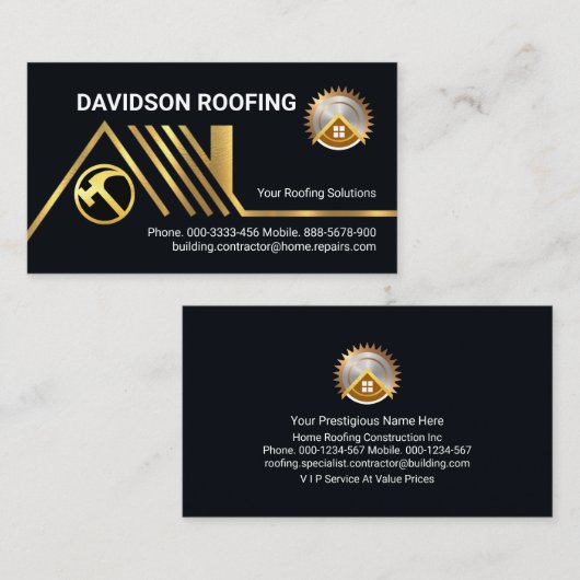 クリエイティブ金ゴールド屋根の屋上 名刺 (正面/裏面)