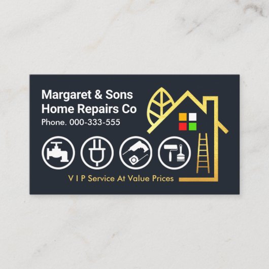 クリエイティブ金ゴールド建物ツール 名刺 (正面)