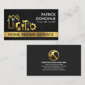 クリエイティブ金ゴールド建物ブラックグランジテクスチャ 名刺 (正面/裏面)