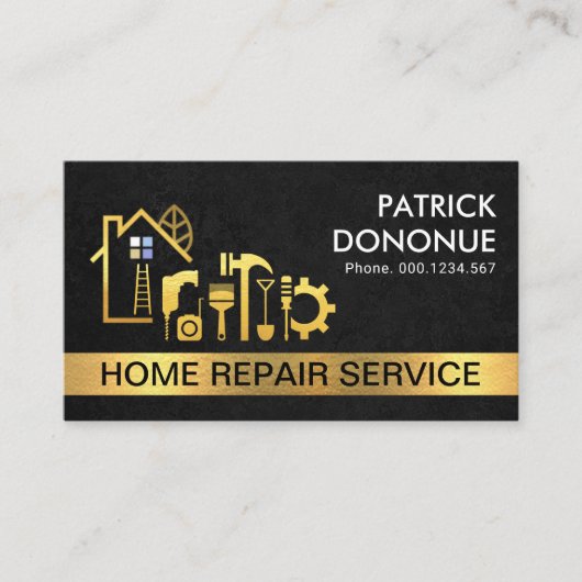 クリエイティブ金ゴールド建物ブラックグランジテクスチャ 名刺 (正面)