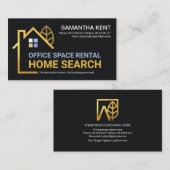 クリエイティブ金ゴールド建物ホームランドスケープ不動産仲介業者 名刺 (正面/裏面)