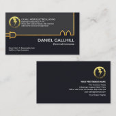 クリエイティブ金ゴールド建物電源ケーブル電気技師 名刺 (正面/裏面)