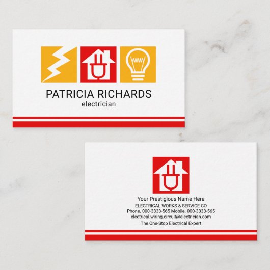 クリエイティブ電気工事士のアイコンブロック 名刺 (正面/裏面)