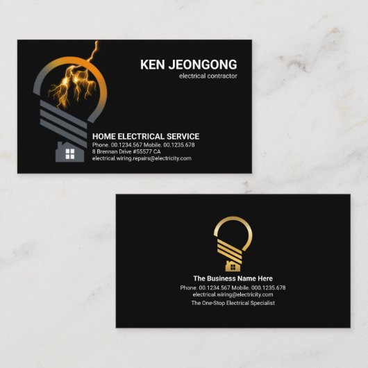 クリエイティブ電球ホーム稲妻ストライキ 名刺 (正面/裏面)